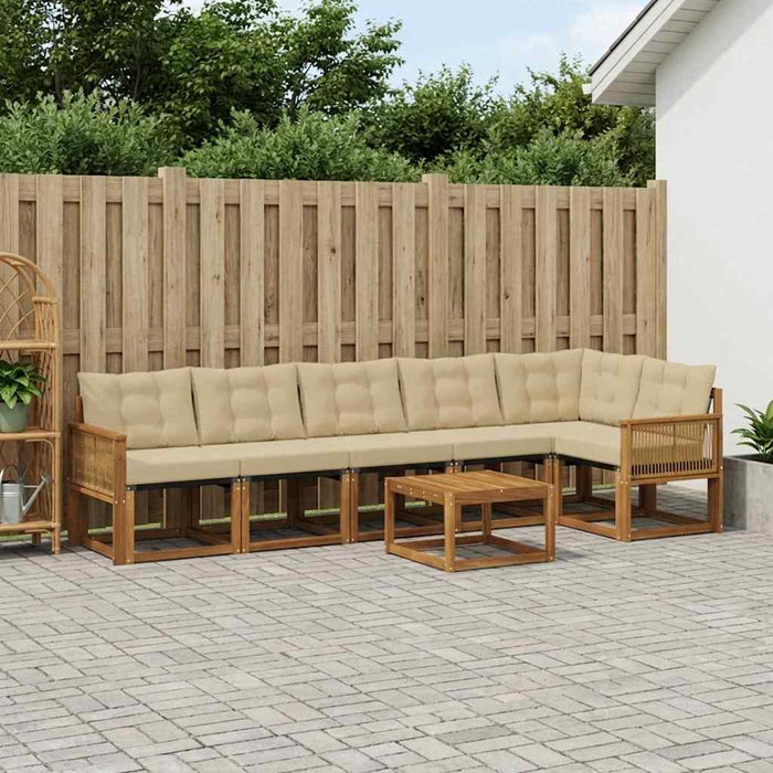 Set de canapele de exterior cu pernă 7 pcs Natural și Bej WALTI