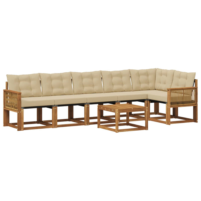 Set de canapele de exterior cu pernă 7 pcs Natural și Bej WALTI