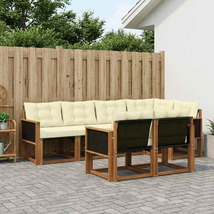 Set de canapele de exterior cu pernă 7 pcs Natural și Crem WALTI