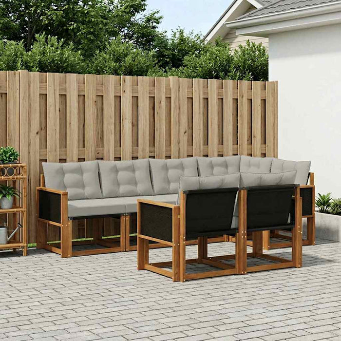 Set de canapele de exterior 7 pcs Natural și gri deschis WALTI