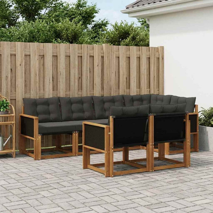 Set de canapele de exterior cu pernă 7 pcs Natural și Negru WALTI