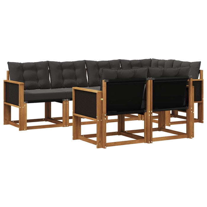 Set de canapele de exterior cu pernă 7 pcs Natural și Negru WALTI