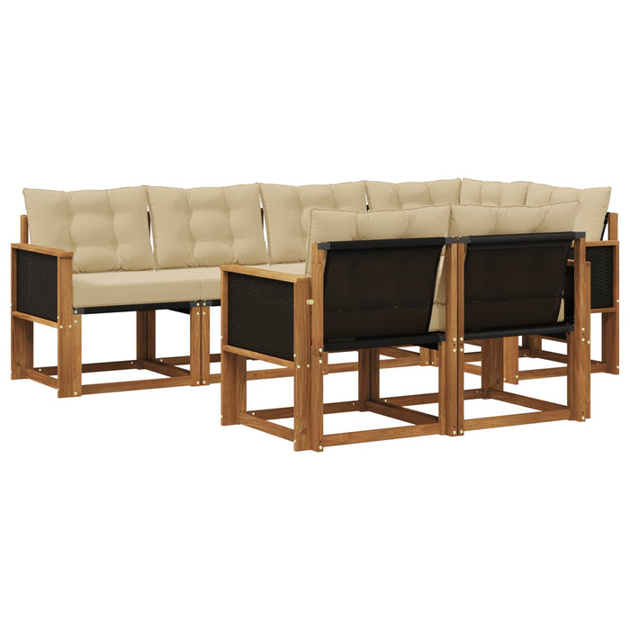 Set de canapele de exterior cu pernă 7 pcs Natural și Bej WALTI