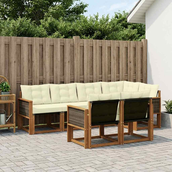Set de canapele de exterior cu pernă 7 pcs Natural și Crem WALTI