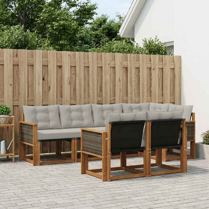 Set de canapele de exterior 7 pcs Natural și gri deschis WALTI