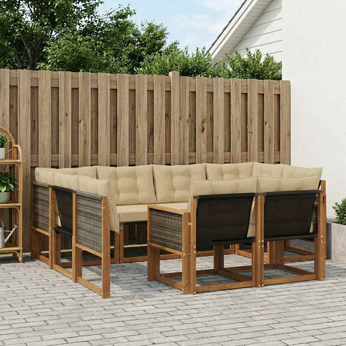 Set de canapele de exterior cu pernă 7 pcs Natural și Bej WALTI