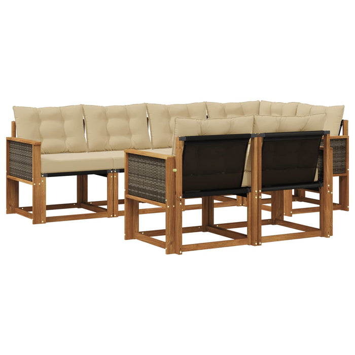 Set de canapele de exterior cu pernă 7 pcs Natural și Bej WALTI