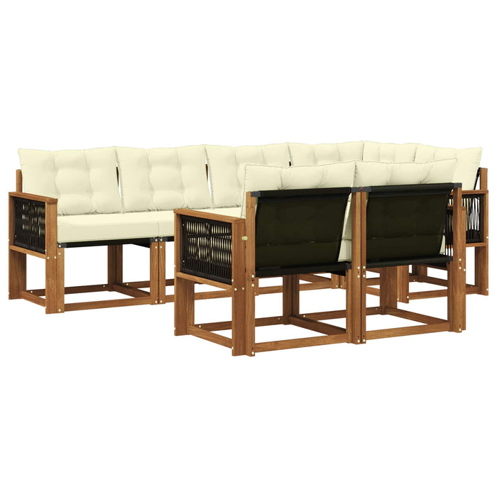 Set de canapele de exterior cu pernă 7 pcs Natural și Crem WALTI