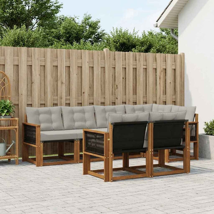 Set de canapele de exterior 7 pcs Natural și gri deschis WALTI