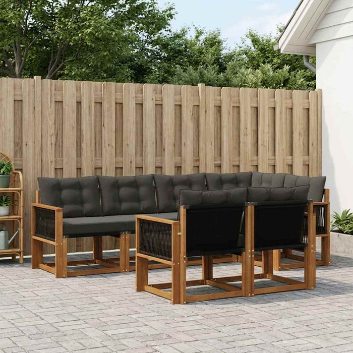 Set de canapele de exterior cu pernă 7 pcs Natural și Negru WALTI