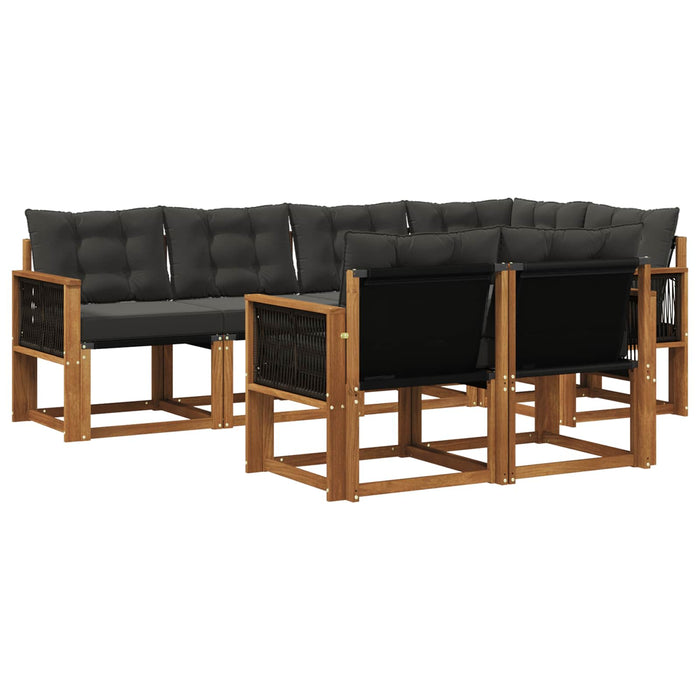 Set de canapele de exterior cu pernă 7 pcs Natural și Negru WALTI