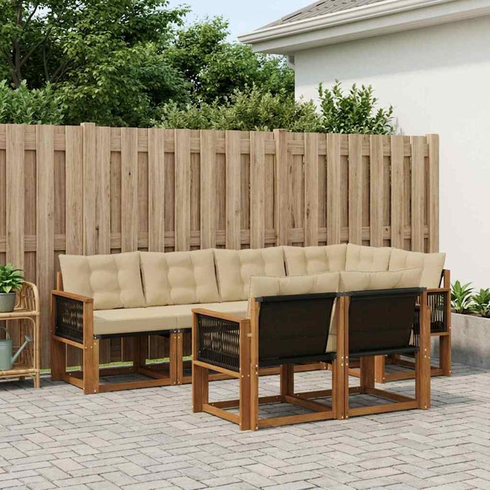 Set de canapele de exterior cu pernă 7 pcs Natural și Bej WALTI