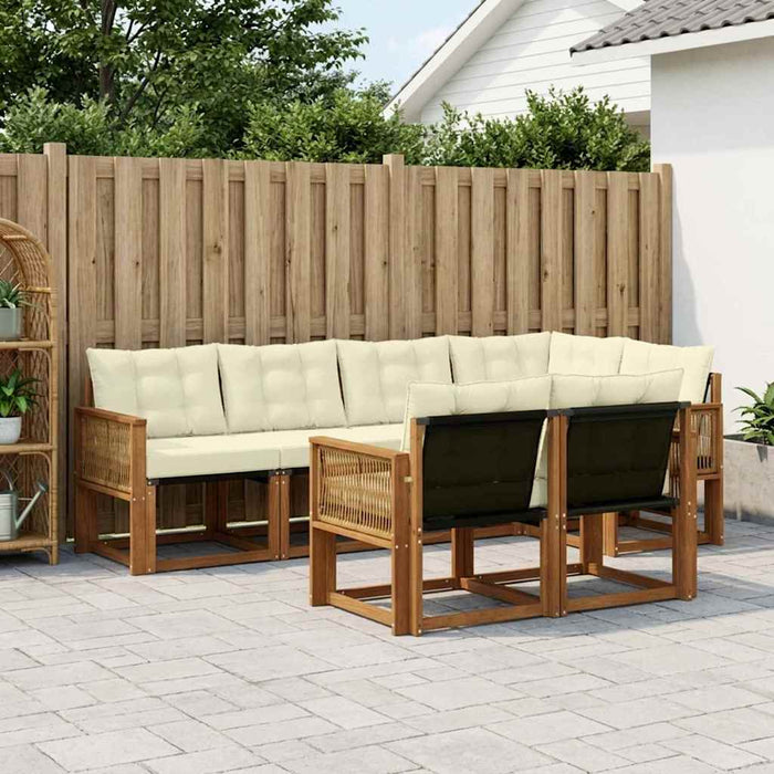 Set de canapele de exterior cu pernă 7 pcs Natural și Crem WALTI