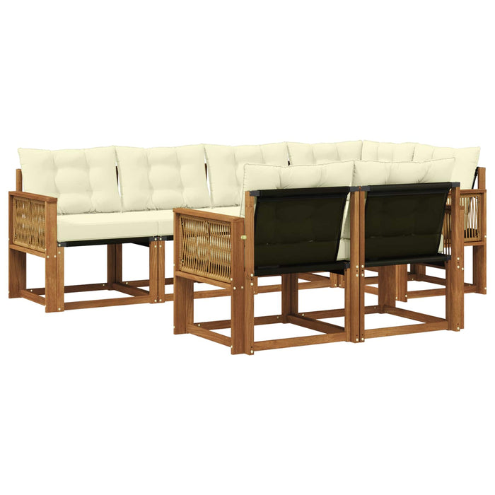 Set de canapele de exterior cu pernă 7 pcs Natural și Crem WALTI