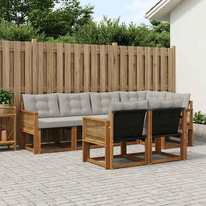 Set de canapele de exterior 7 pcs Natural și gri deschis WALTI