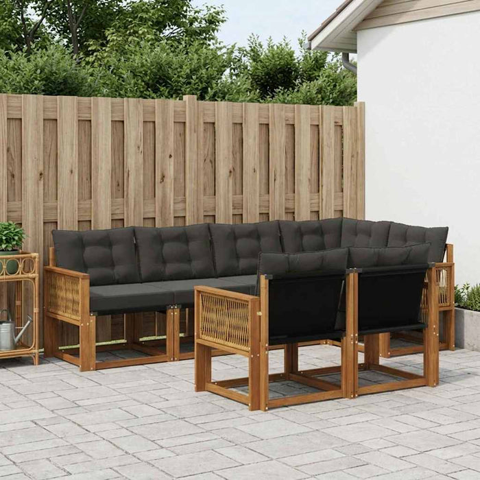Set de canapele de exterior cu pernă 7 pcs Natural și Negru WALTI