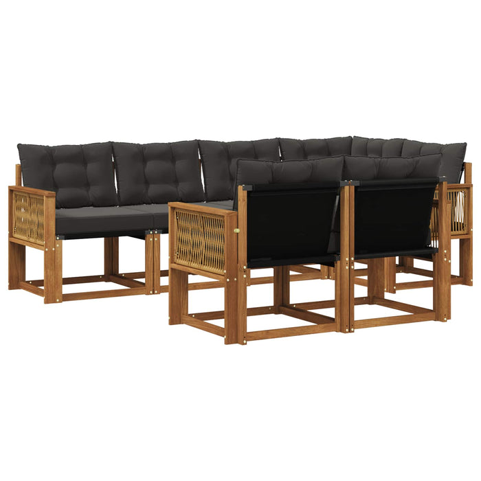Set de canapele de exterior cu pernă 7 pcs Natural și Negru WALTI