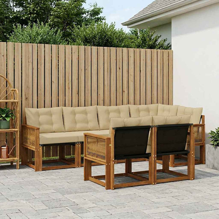 Set de canapele de exterior cu pernă 7 pcs Natural și Bej WALTI