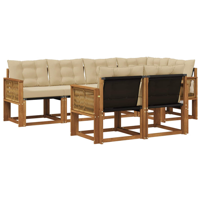 Set de canapele de exterior cu pernă 7 pcs Natural și Bej WALTI