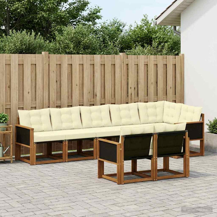 Set de canapele de exterior cu pernă 8 pcs Natural și Crem WALTI
