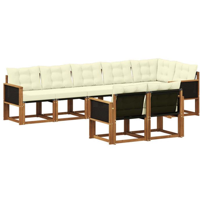 Set de canapele de exterior cu pernă 8 pcs Natural și Crem WALTI