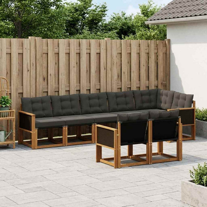 Set de canapele de exterior cu pernă 8 pcs Natural și Negru WALTI