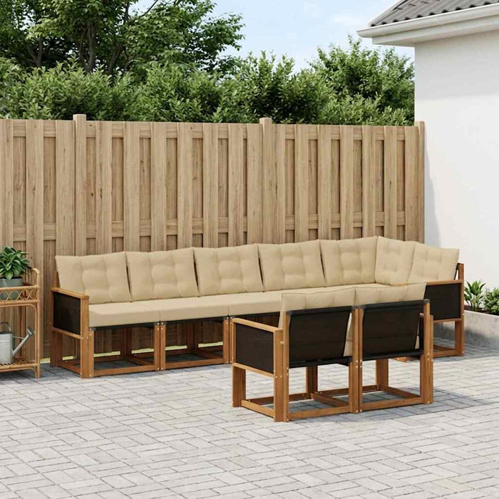 Set de canapele de exterior cu pernă 8 pcs Natural și Bej WALTI
