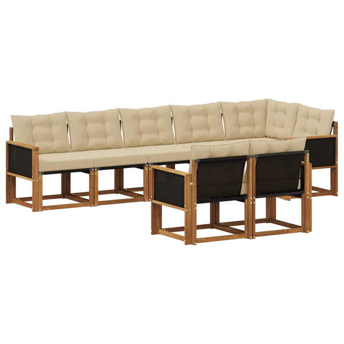 Set de canapele de exterior cu pernă 8 pcs Natural și Bej WALTI