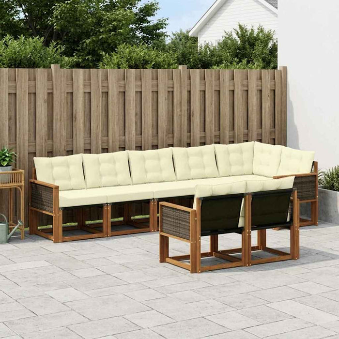 Set de canapele de exterior cu pernă 8 pcs Natural și Crem WALTI