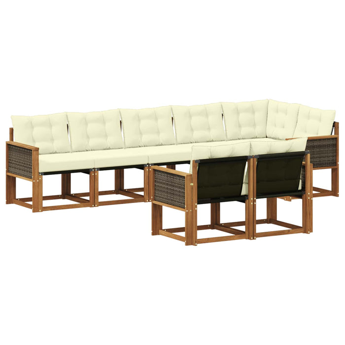 Set de canapele de exterior cu pernă 8 pcs Natural și Crem WALTI