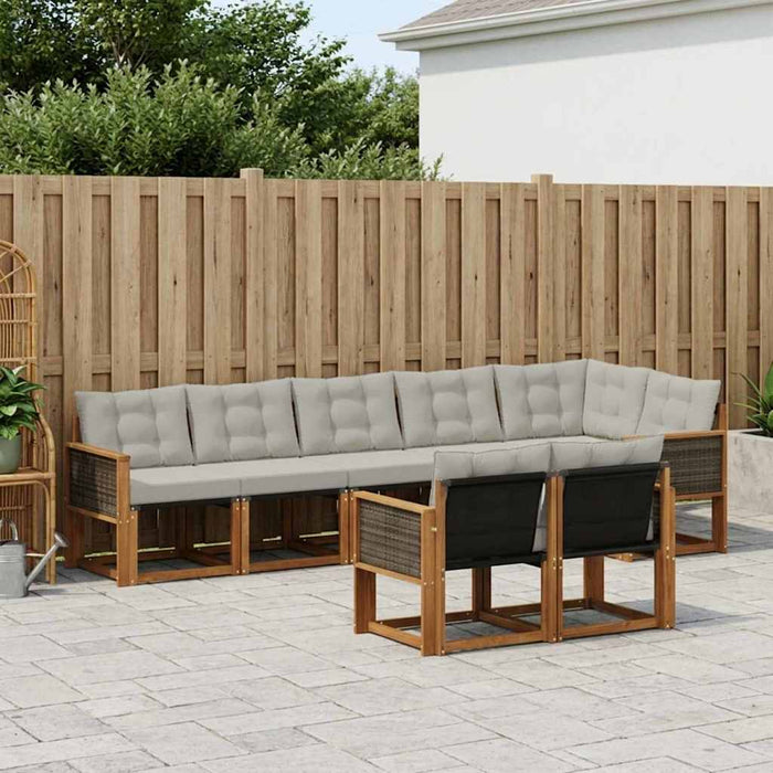 Set de canapele de exterior 8 pcs Natural și gri deschis WALTI