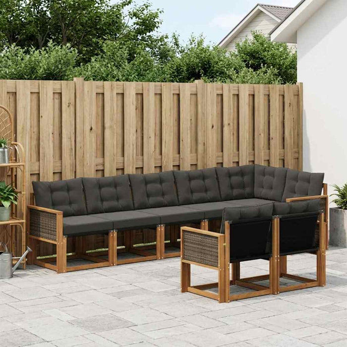 Set de canapele de exterior cu pernă 8 pcs Natural și Negru WALTI
