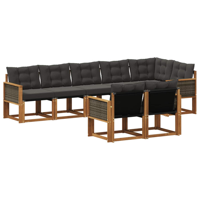 Set de canapele de exterior cu pernă 8 pcs Natural și Negru WALTI