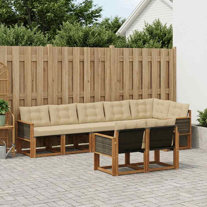 Set de canapele de exterior cu pernă 8 pcs Natural și Bej WALTI