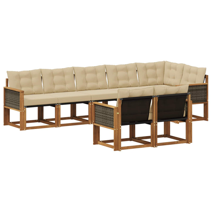 Set de canapele de exterior cu pernă 8 pcs Natural și Bej WALTI