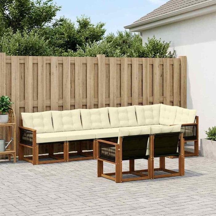 Set de canapele de exterior cu pernă 8 pcs Natural și Crem WALTI