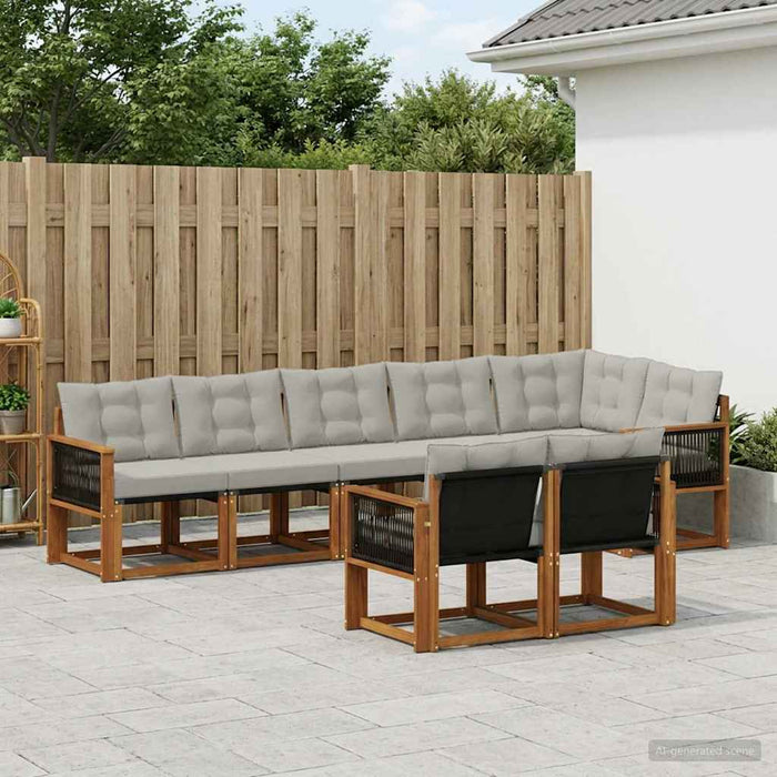 Set de canapele de exterior 8 pcs Natural și gri deschis WALTI