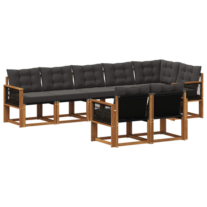 Set de canapele de exterior cu pernă 8 pcs Natural și Negru WALTI