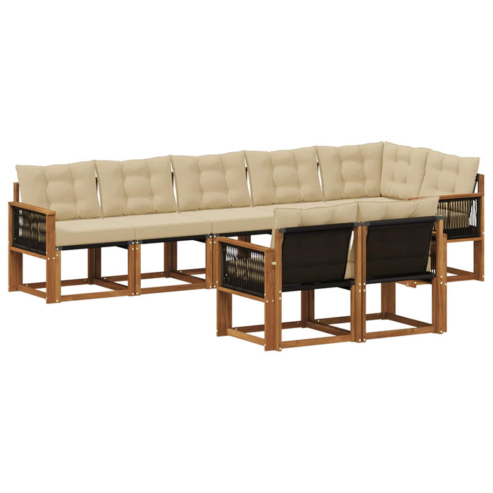 Set de canapele de exterior cu pernă 8 pcs Natural și Bej WALTI