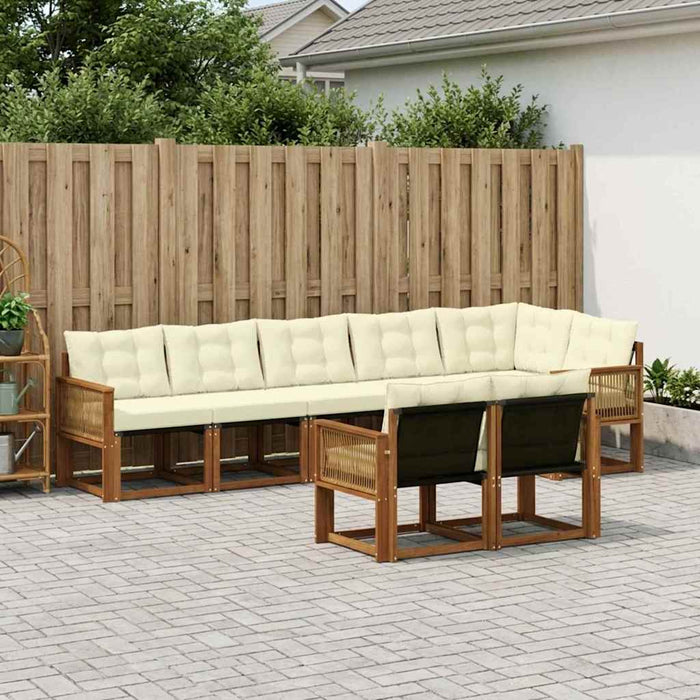 Set de canapele de exterior cu pernă 8 pcs Natural și Crem WALTI