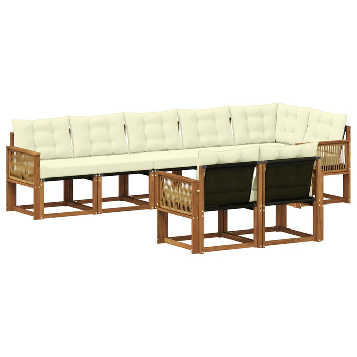 Set de canapele de exterior cu pernă 8 pcs Natural și Crem WALTI