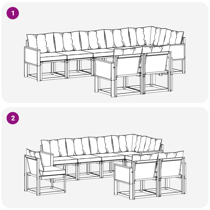 Set de canapele de exterior 8 pcs Natural și gri deschis WALTI