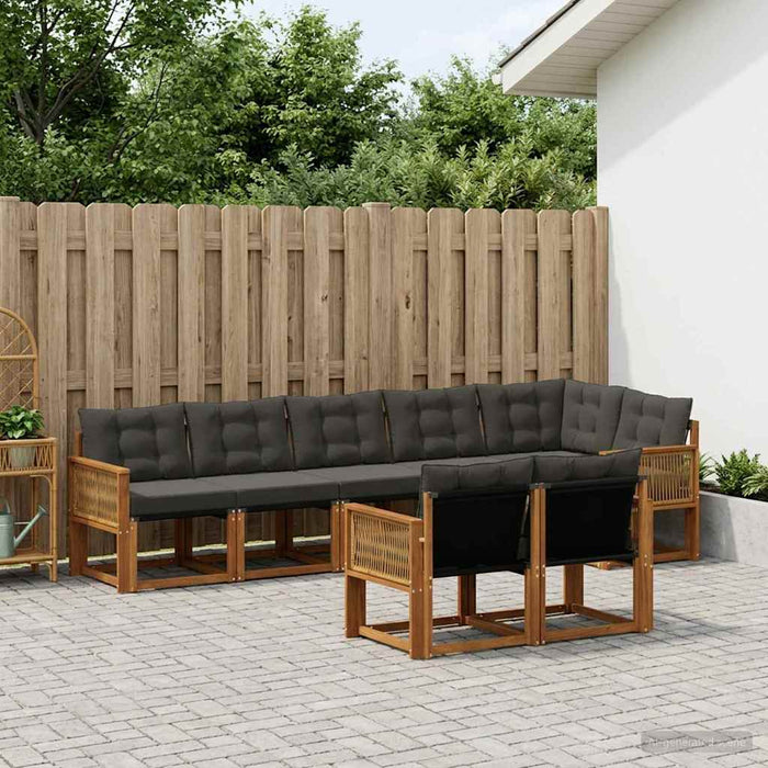 Set de canapele de exterior cu pernă 8 pcs Natural și Negru WALTI