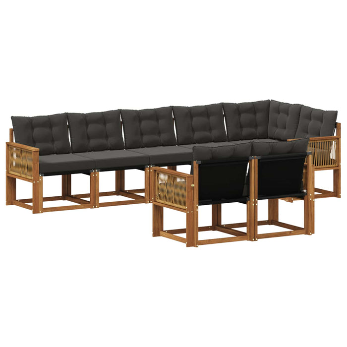 Set de canapele de exterior cu pernă 8 pcs Natural și Negru WALTI