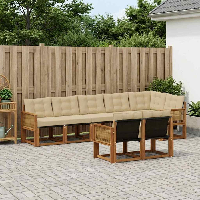 Set de canapele de exterior cu pernă 8 pcs Natural și Bej WALTI