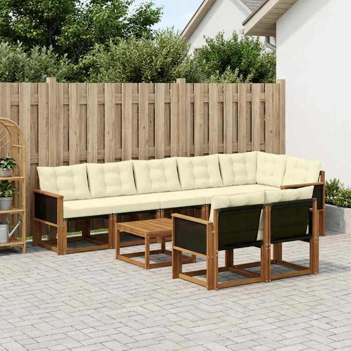 Set de canapele de exterior cu pernă 9 pcs Natural și Crem WALTI