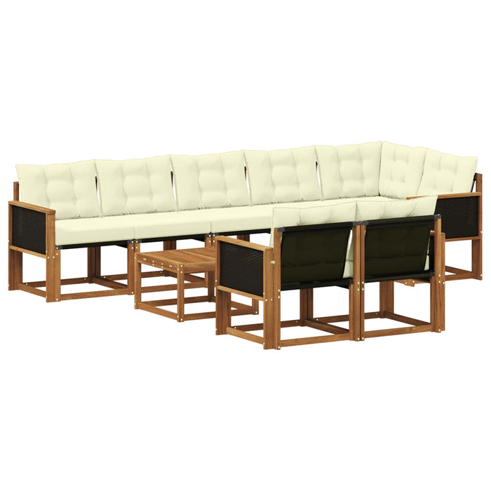 Set de canapele de exterior cu pernă 9 pcs Natural și Crem WALTI