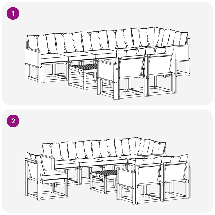 Set de canapele de exterior cu pernă 9 pcs Natural și Crem WALTI