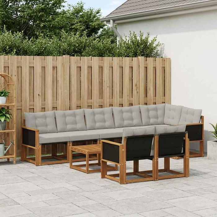 Set de canapele de exterior 9 pcs Natural și gri deschis WALTI