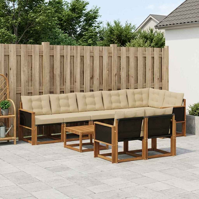Set de canapele de exterior cu pernă 9 pcs Natural și Bej WALTI